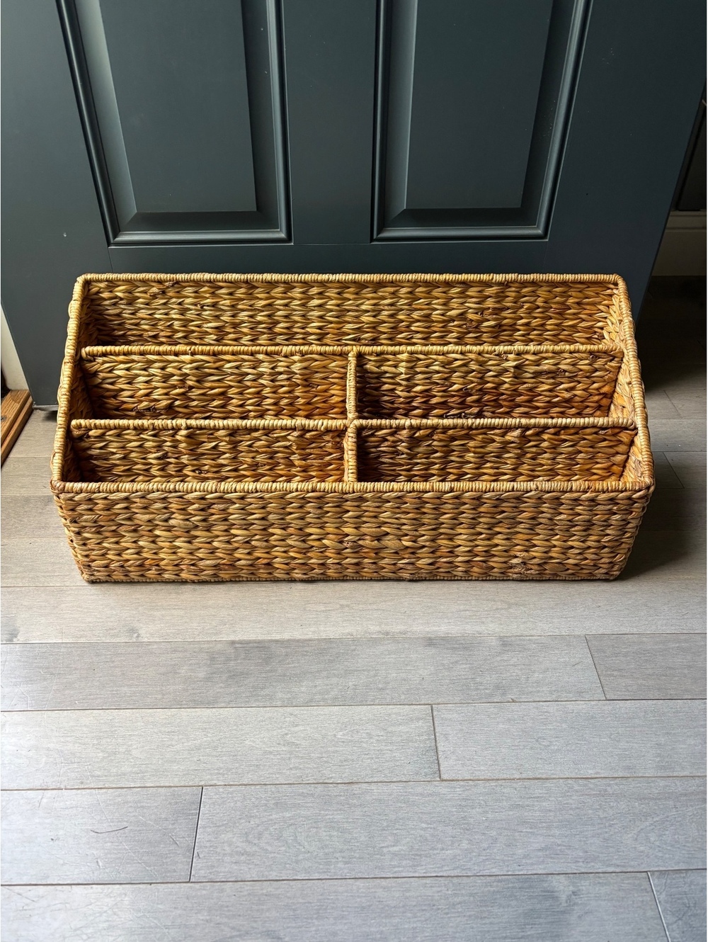 Woven Storage Basket with Multiple Compartments desk organizer mail holder